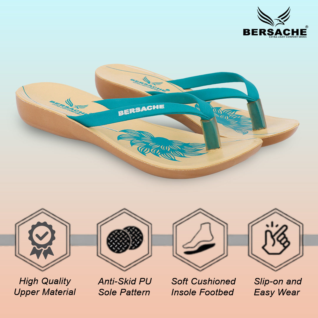 Bersache Extra Soft Classic Casual with Regular wear with Ultra Soft & Flexibility Technology Flip-Flop for Women's & Girl's (6248-Green)