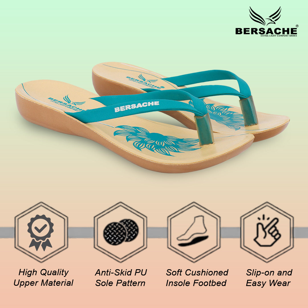 Bersache Extra Soft Classic Casual with Regular wear with Ultra Soft & Flexibility Technology Slipper For Women's & Girl's-Green-6248