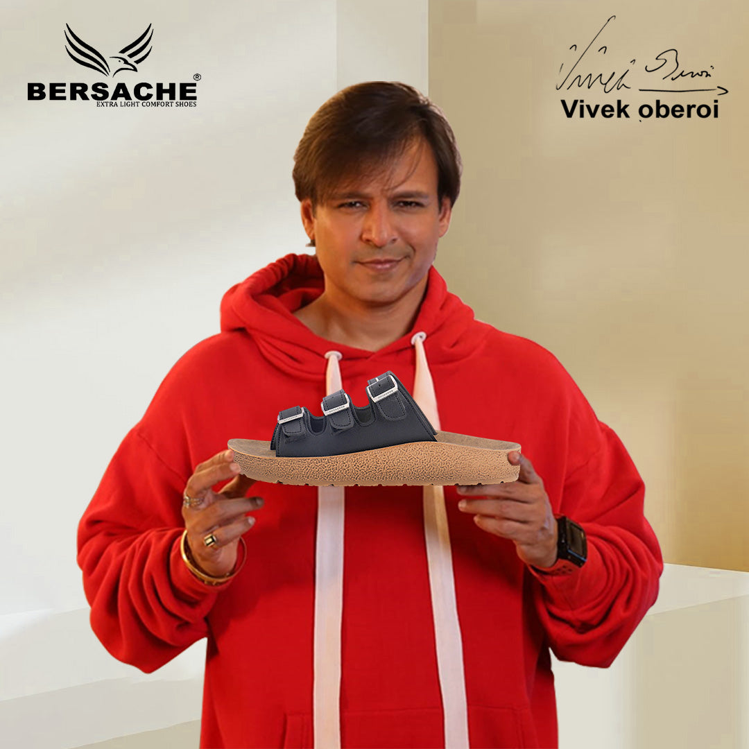 Bersache Extra Soft Classic Casual with Regular wear with Ultra Soft & Flexibility Technology Sandal For Men's & Boy's-Black-6223