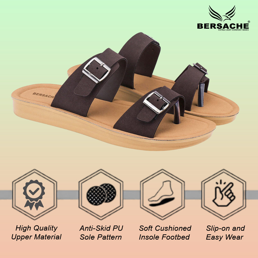 Bersache Extra Soft Classic Casual with Regular wear with Ultra Soft & Flexibility Technology Sandal For Women's/Girl's-Dark-Brown-6260
