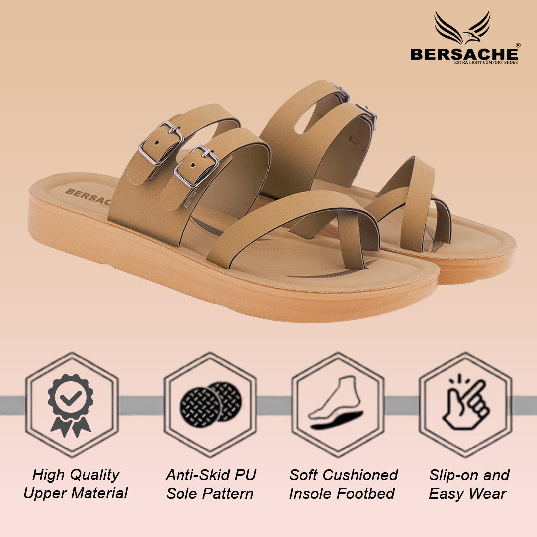Bersache Extra Soft Classic Casual with Regular wear with Ultra Soft & Flexibility Technology Slipper For Women's & Girl's-Tan(beige)-6226
