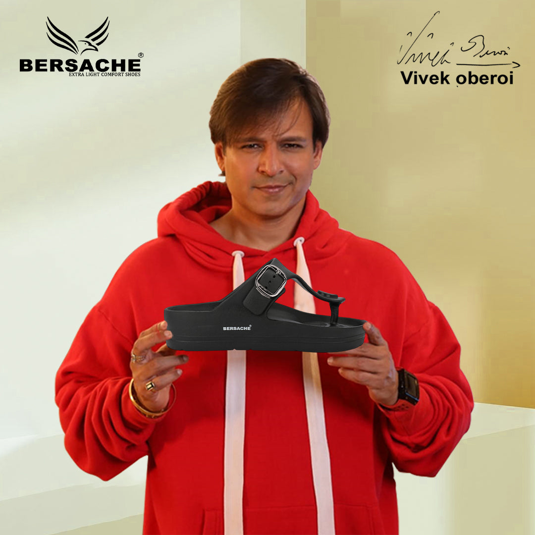 Bersache Extra Soft Classic Casual with Regular wear with Ultra Soft & Flexibility Technology Sandals for Men's-(6288-Black)