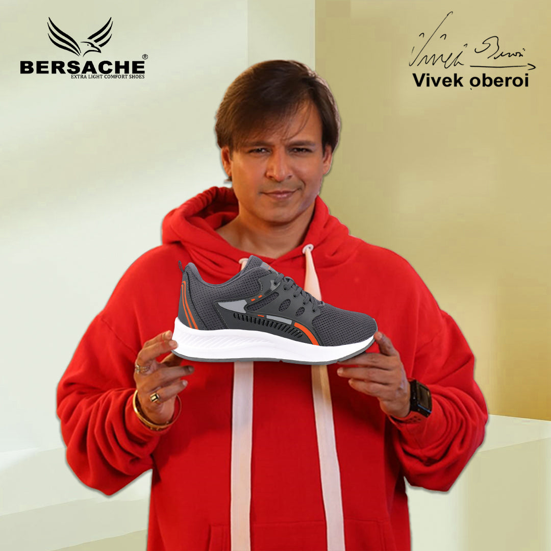 Bersache Premium Sports ,walking,Gym,cricket, Trending Running Shoes For Men's (Gray-8128)