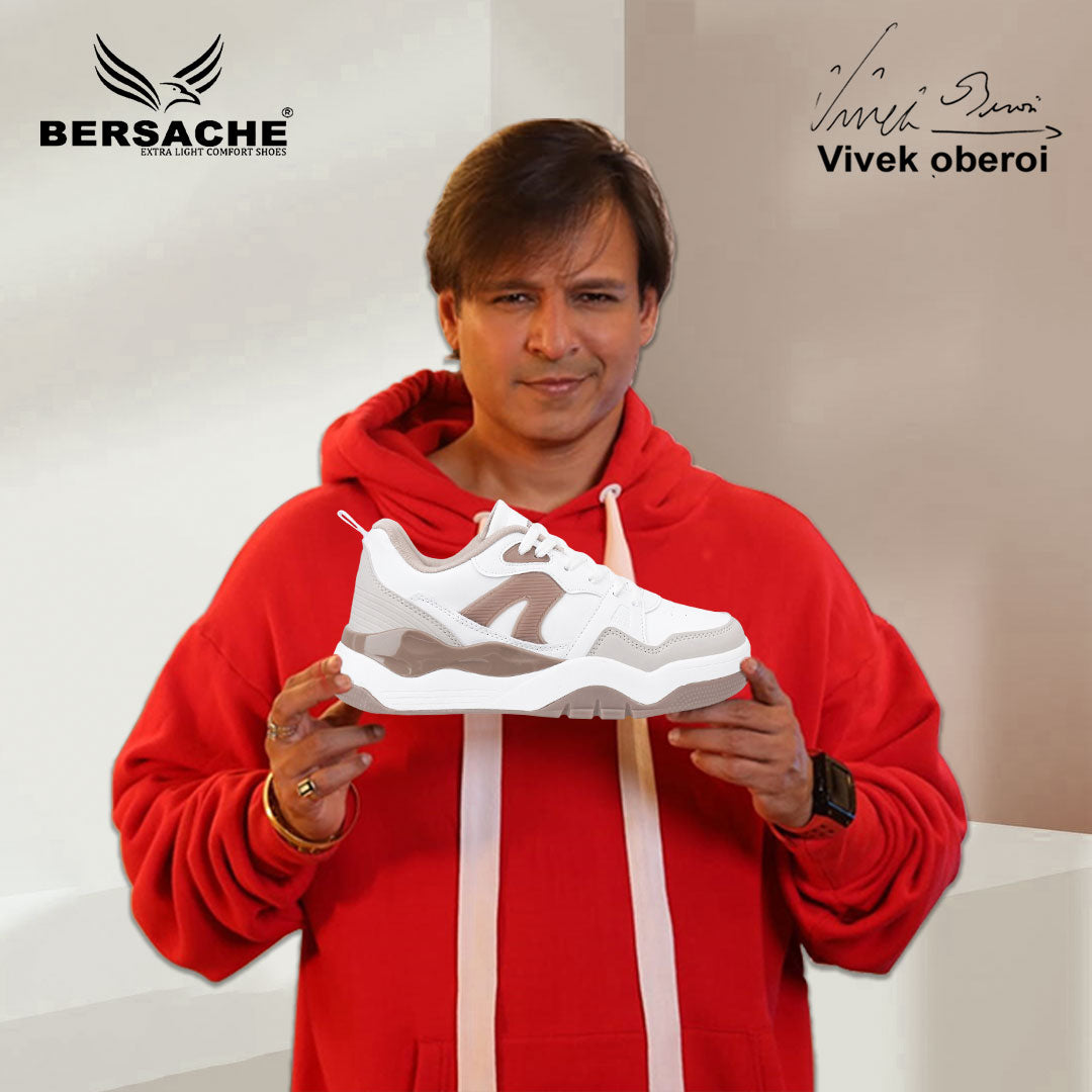 Bersache Casual Sneaker shoe for Men| Soft Cushioned Insole , Slip-Resistance Casuals For Men (Brown-White-9224).