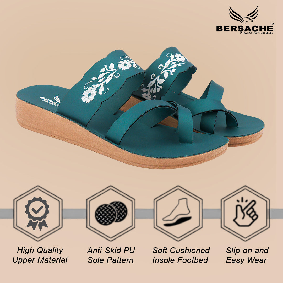 Bersache Extra Soft Classic Casual with Regular wear with Ultra Soft & Flexibility Technology Slipper For Women's & Girl's-(6243-Green).