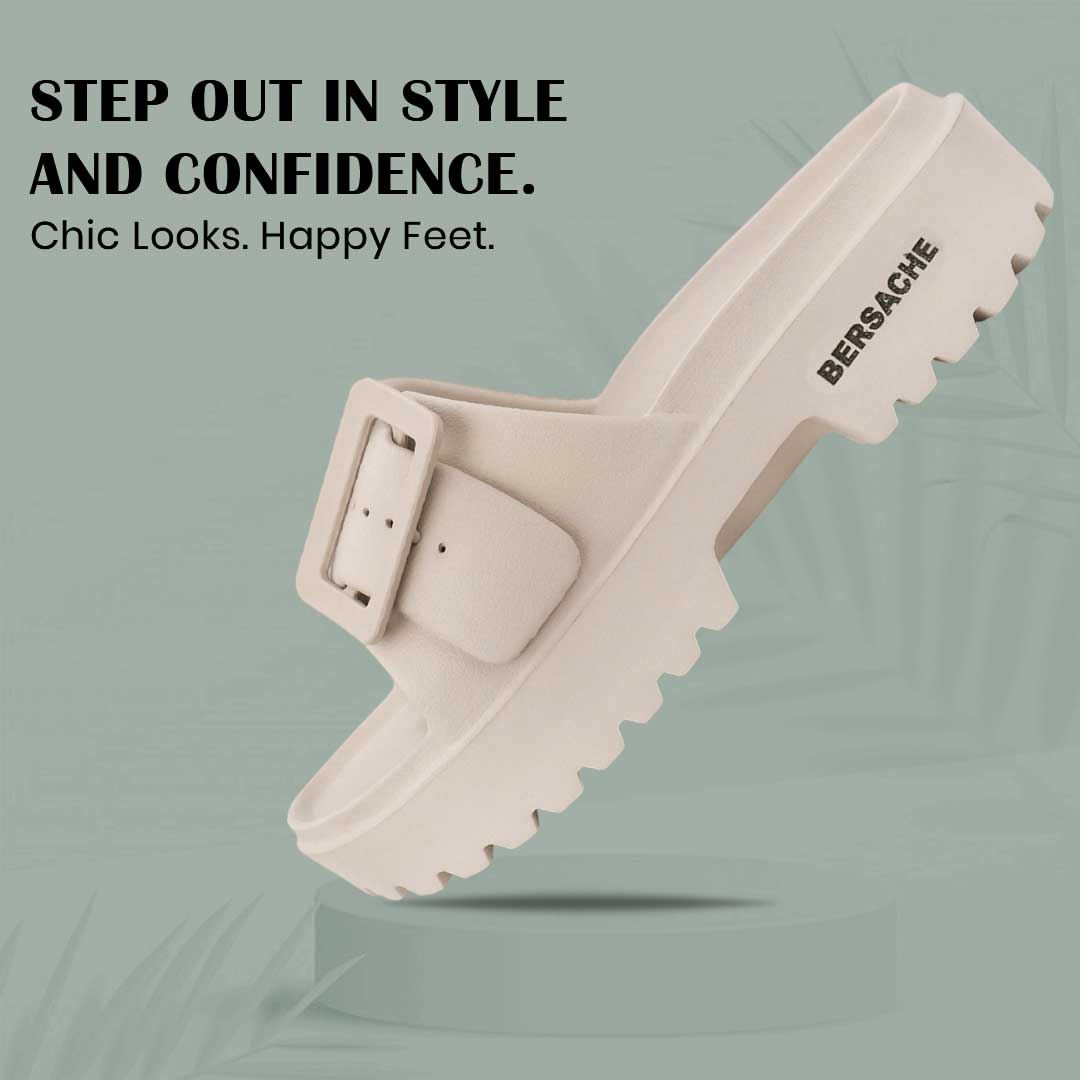 Bersache Extra Soft Classic Casual with Regular wear with Ultra Soft & Flexibility Technology Slipper for Women's-(6308-Beige)