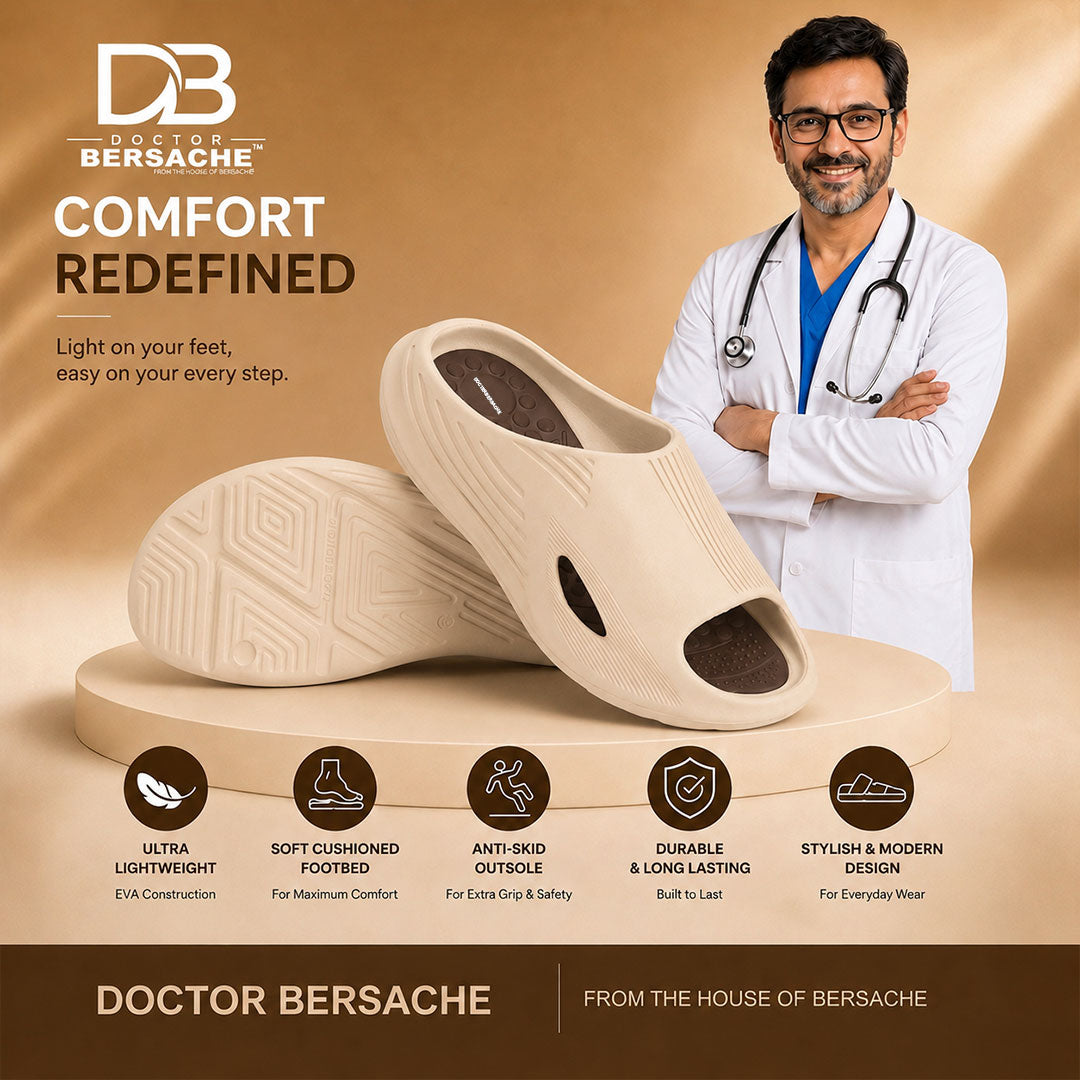 Doctor Bersache Newly Launched Orthopedic Comfort Slider for Men | Diabetic Friendly | Extra Cushioning | Arch Support | Pain | White DS104 .