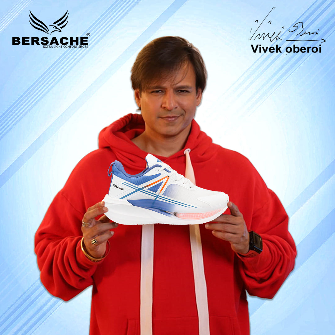Bersache Casual Sneaker shoe for Men| Soft Cushioned Insole , Slip-Resistance Casuals For Men (Blue & White-9227)