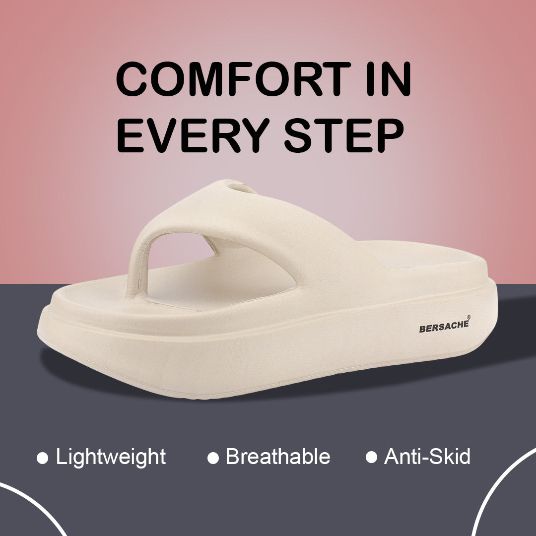 Bersache Extra Soft Classic Casual with Regular wear with Ultra Soft & Flexibility Technology Slipper For Women's & Girl's-(Begie-6265)