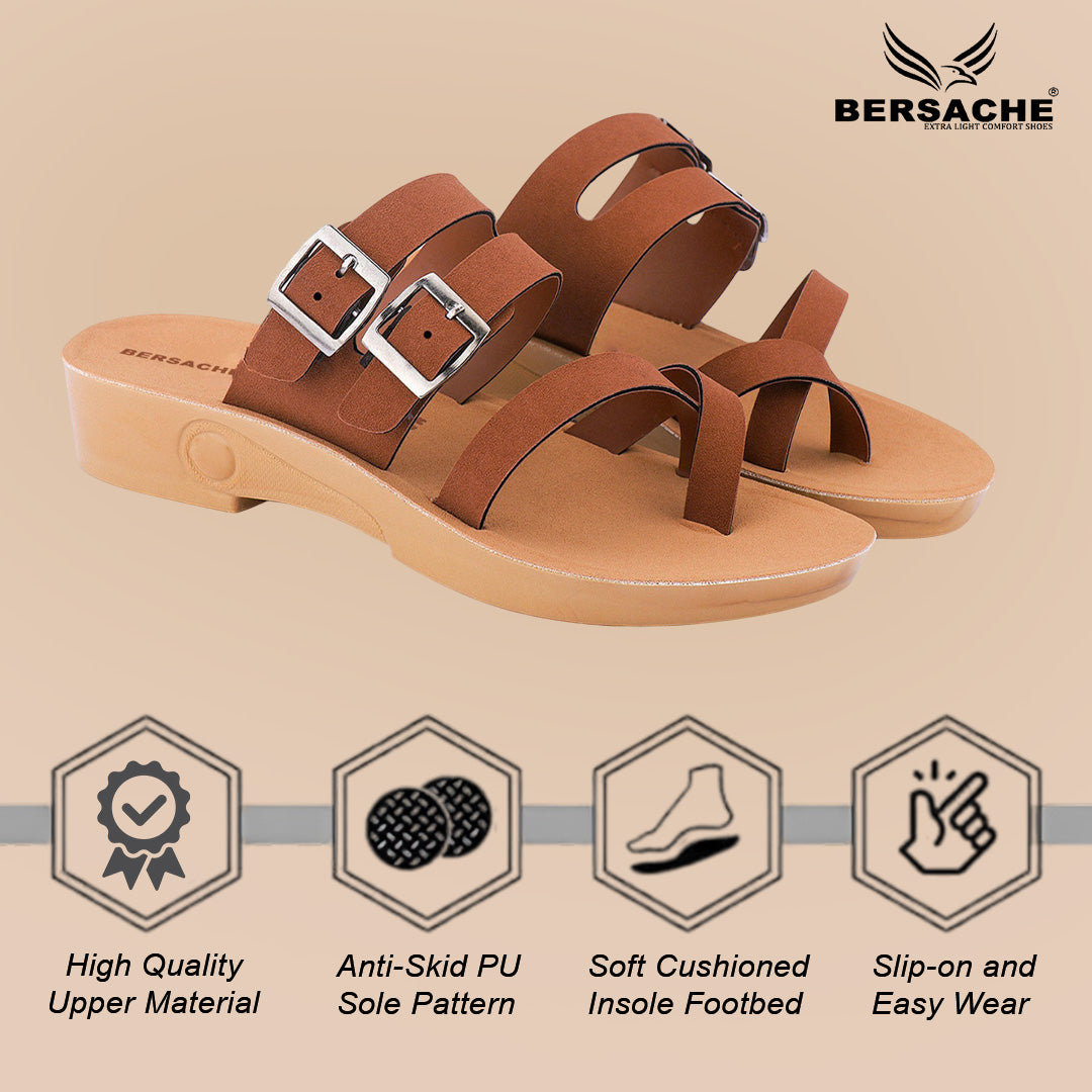 Bersache Extra Soft Classic Casual with Regular wear with Ultra Soft & Flexibility Technology Slipper For Women's & Girl's-(6238-Brown)