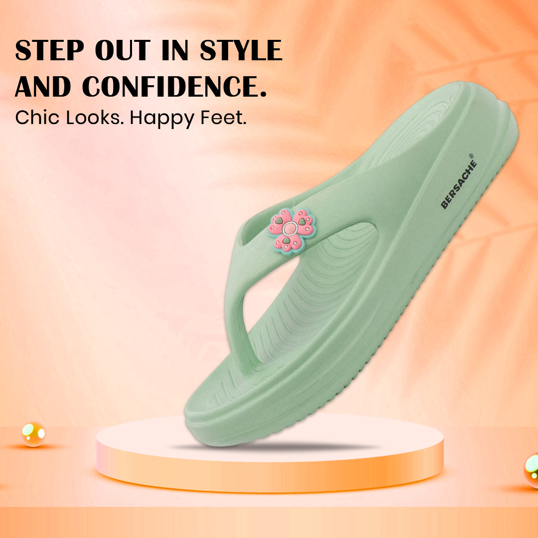 Bersache Extra Soft Classic Casual CHAPPAL with Regular wear with Ultra Soft & Flexibility Technology Slippers for Women's-(6297-Green)