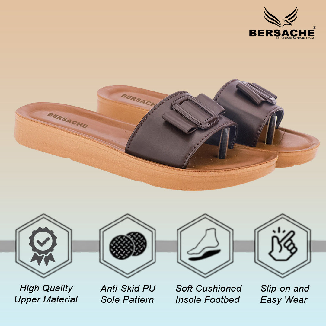 Bersache Extra Soft Classic Casual with Regular wear with Ultra Soft & Flexibility Technology Flip Flop For women's/Girl's-(Dark-Brown-6227)