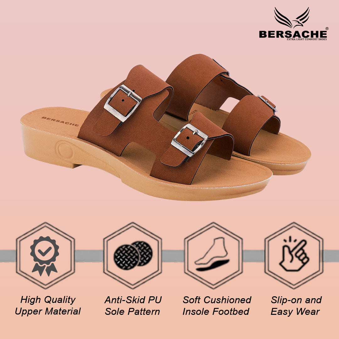 Bersache Extra Soft Classic Casual with Regular wear with Ultra Soft & Flexibility Technology Slipper For Women's & Girl's-6234-brown