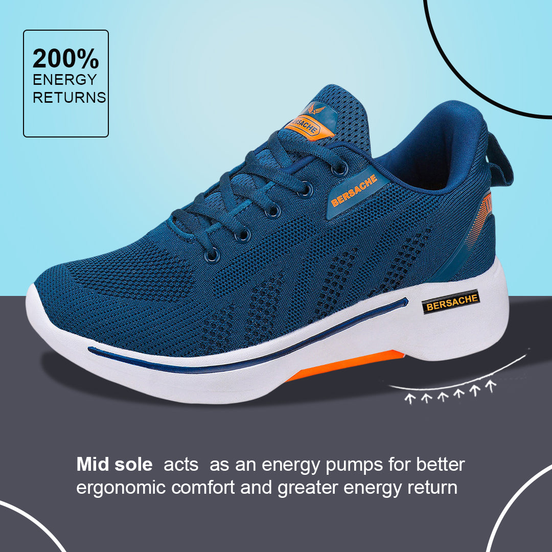 Bersache Lightweight Sports Running Shoes For Men Blue-7050