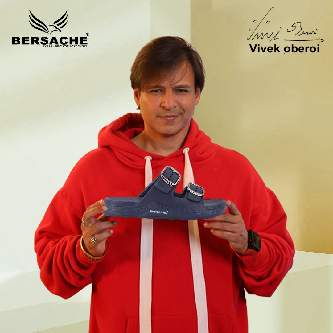 Bersache Extra Soft Classic Casual with Regular wear with Ultra Soft & Flexibility Technology Sandals for Men's-(6285-Navy-Blue)