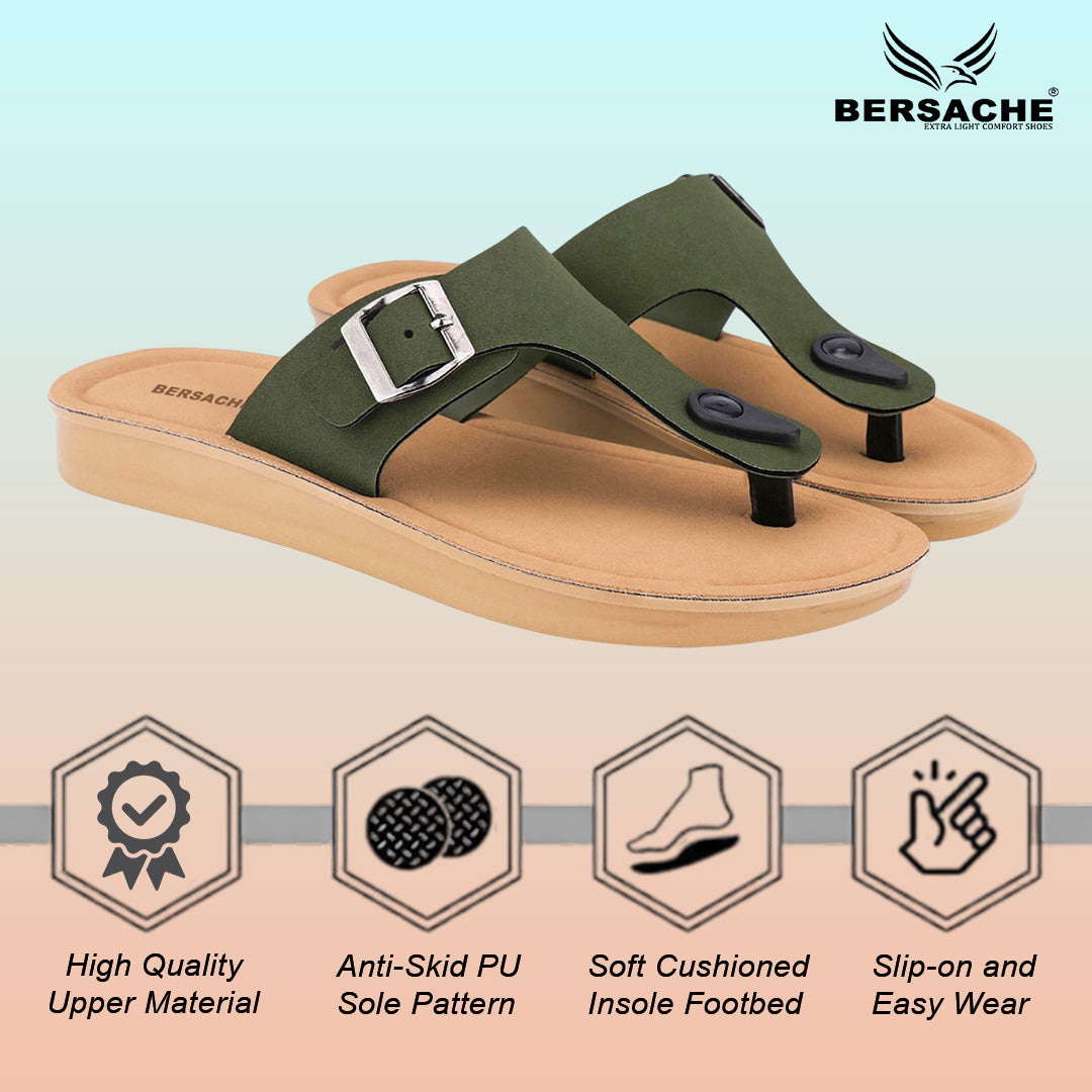 Bersache Extra Soft Classic Casual with Regular wear with Ultra Soft & Flexibility Technology Flip-Flop for Women's & Girl's (6258-Green)