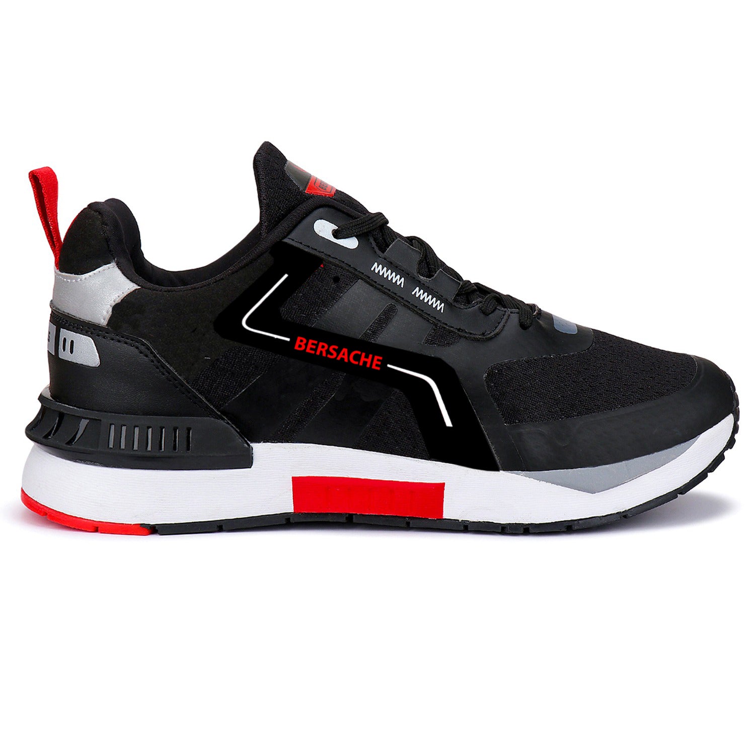 Bersache Lightweight Casual Sneaker Loafer Walking Shoes For Men 9081-Black.
