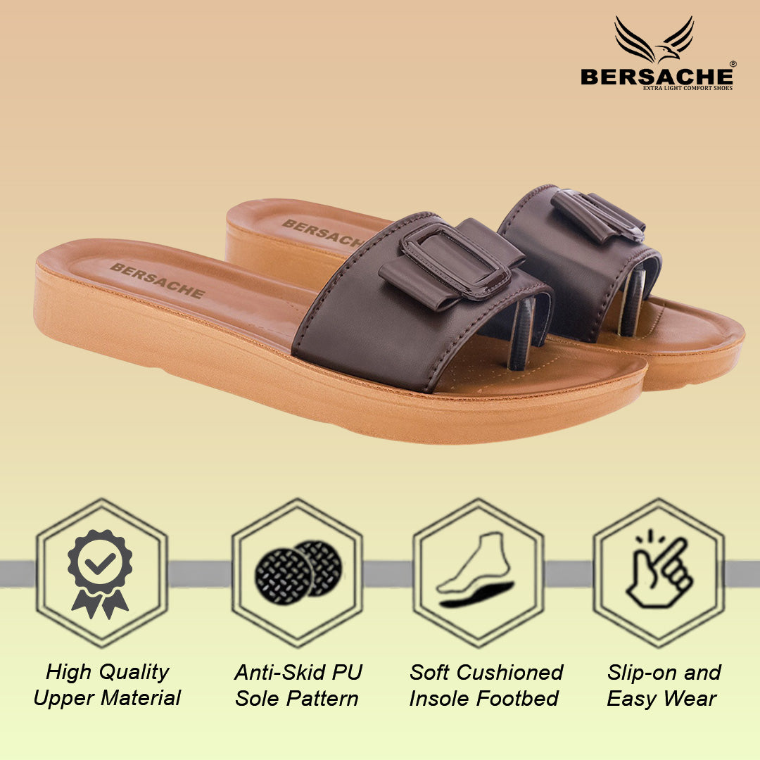 Bersache Extra Soft Classic Casual with Regular wear with Ultra Soft & Flexibility Technology Sandal For Women's/Girl's-Dark(Brown)-6227