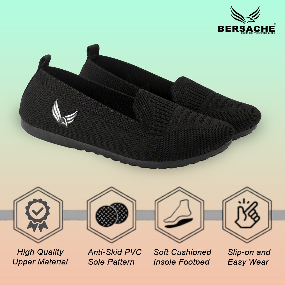 BERSACHE Women's SPORTS – Lightweight, Breathable & Comfortable Daily Wear Shoes(Black-6275).