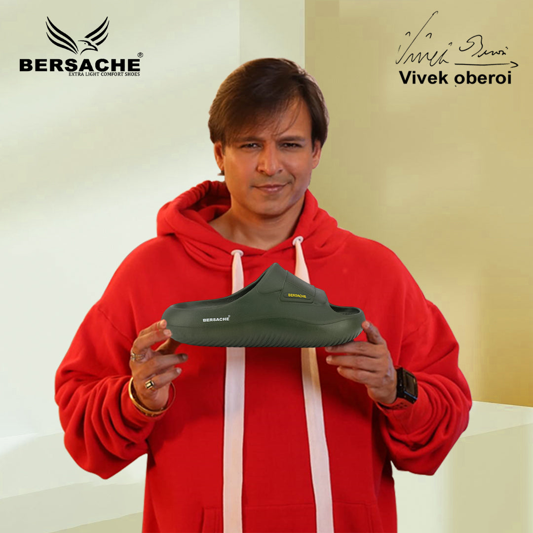 Bersache Extra Soft Classic Casual with Regular wear with Ultra Soft & Flexibility Technology Sandals for Men's-(6281-Green)