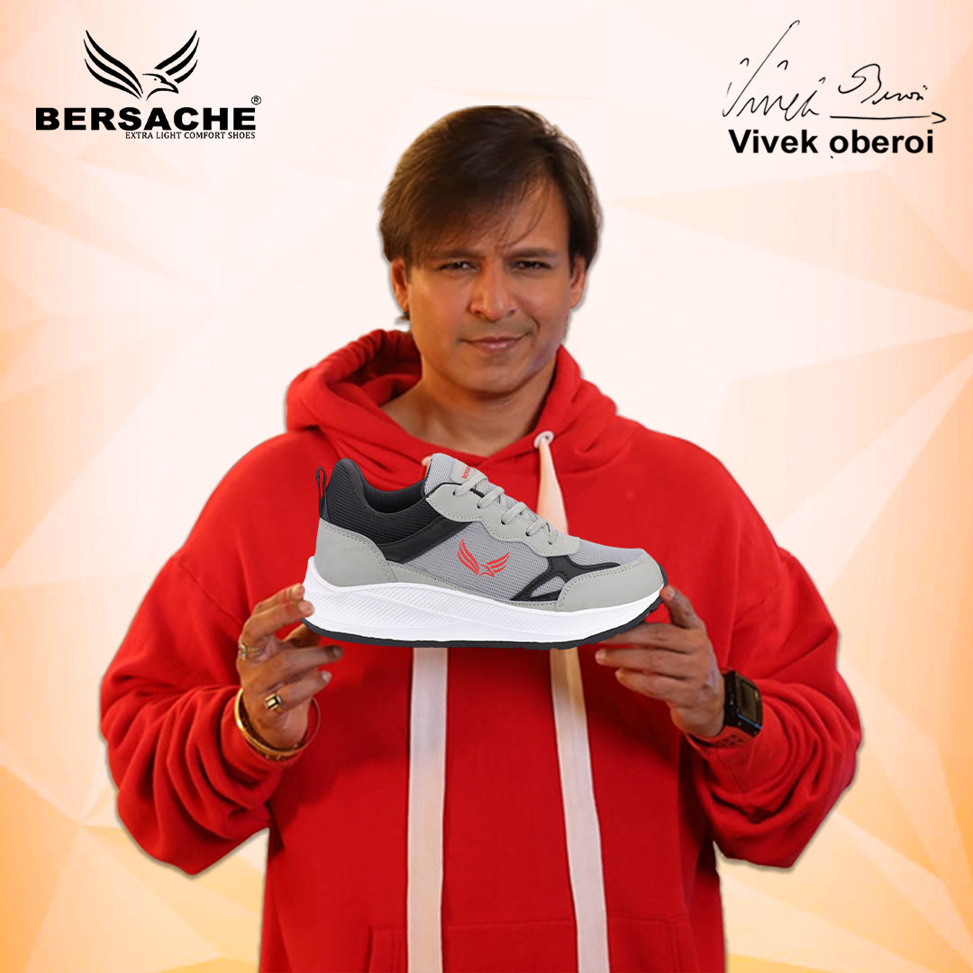 Bersache Premium Sports ,walking,Gym,cricket, Trending Running Shoes For Men's (Gray-8124)