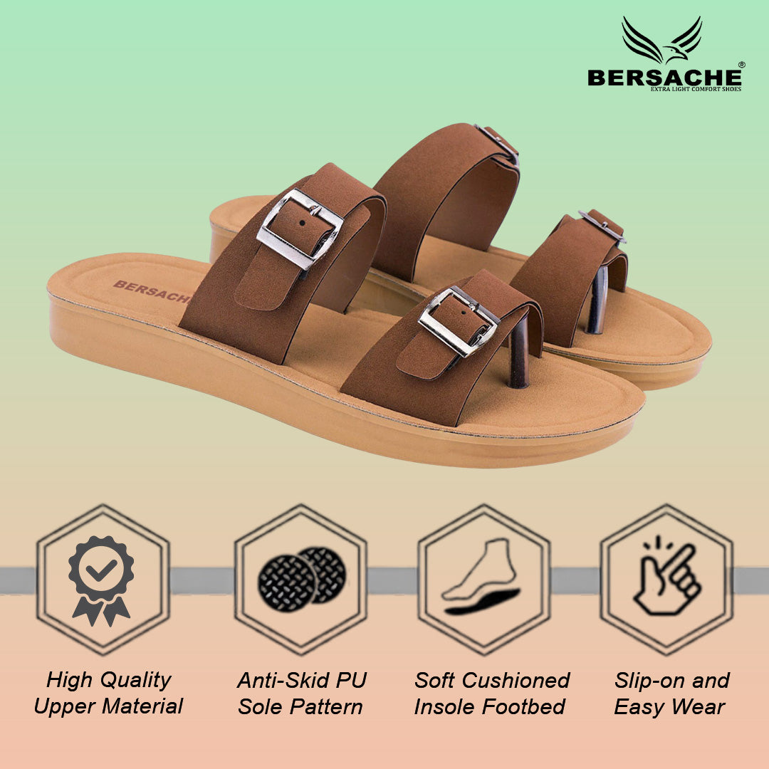 Bersache Extra Soft Classic Casual with Regular wear with Ultra Soft & Flexibility Technology Sandal For Women's/Girl's-Dark-Brown-6261