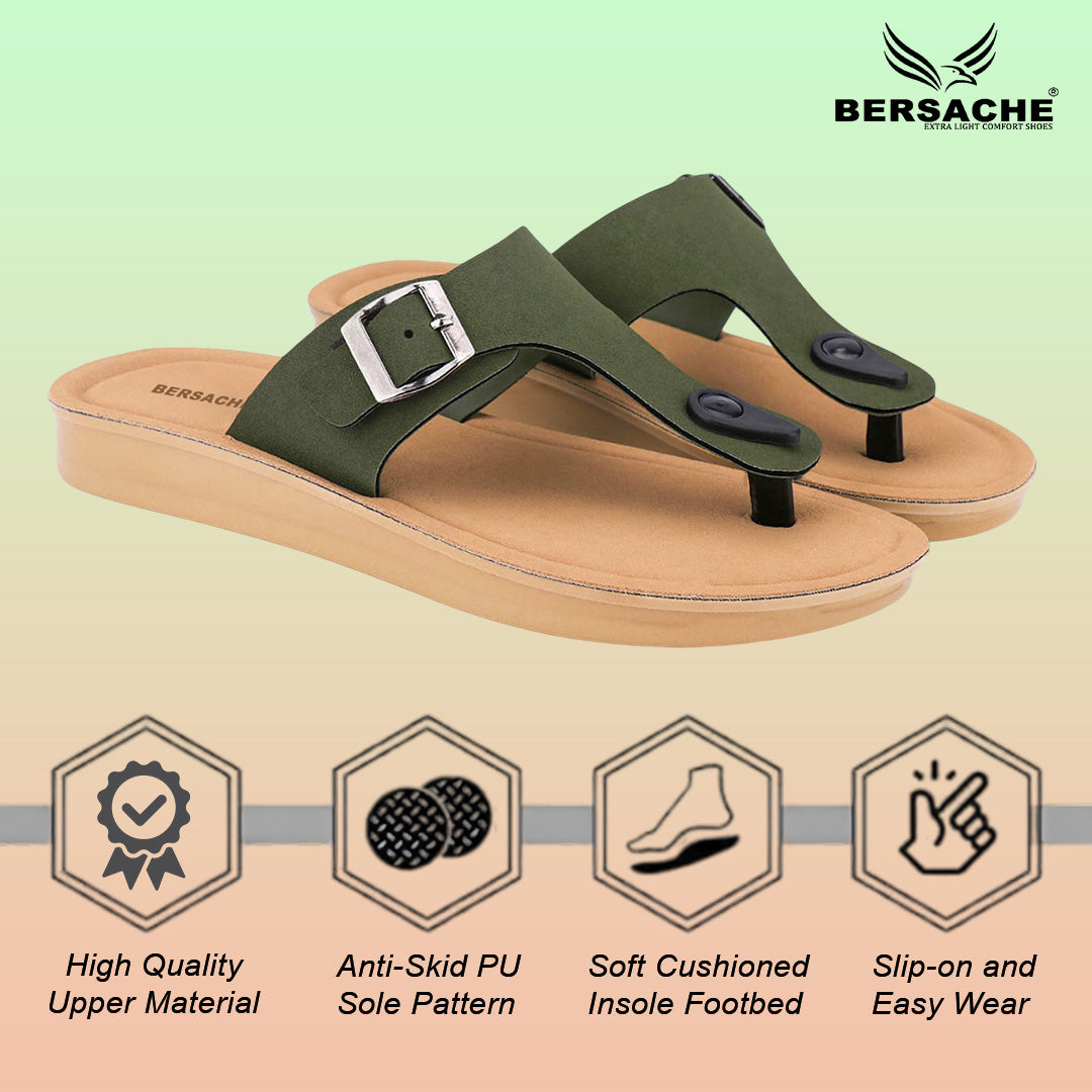 Bersache Extra Soft Classic Casual with Regular wear with Ultra Soft & Flexibility Technology Sandal For Women's/Girl's-Green-6258