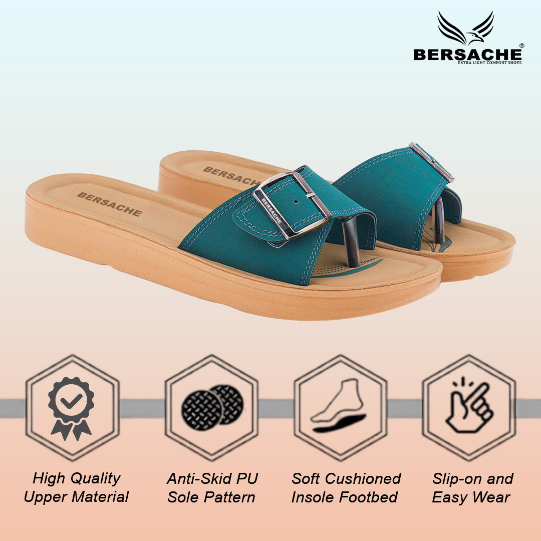 Bersache Extra Soft Classic Casual with Regular wear with Ultra Soft & Flexibility Technology Flip Flop For women's/Girl's-(Green-6228)