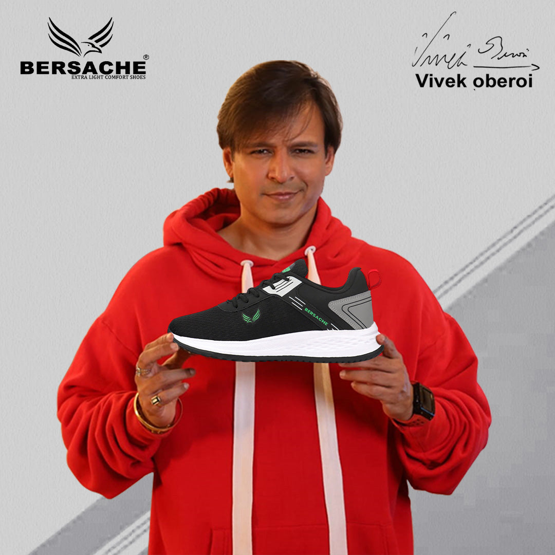 Bersache Lightweight Casual Sneaker Shoes For Men (Black-8092)