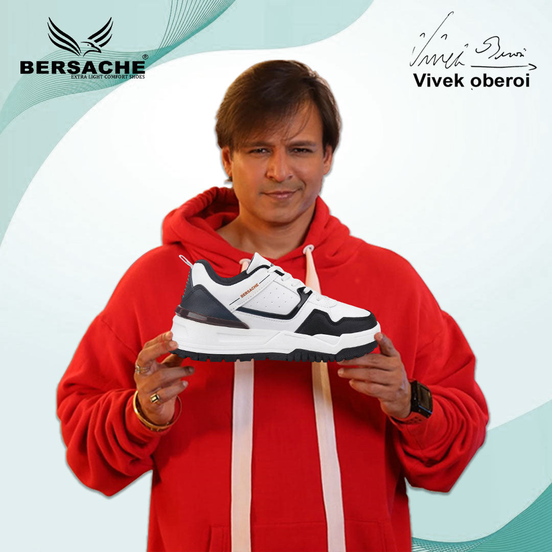 Bersache Casual Sneaker shoe for Men| Soft Cushioned Insole , Slip-Resistance Casuals For Men (Black & White-9220).