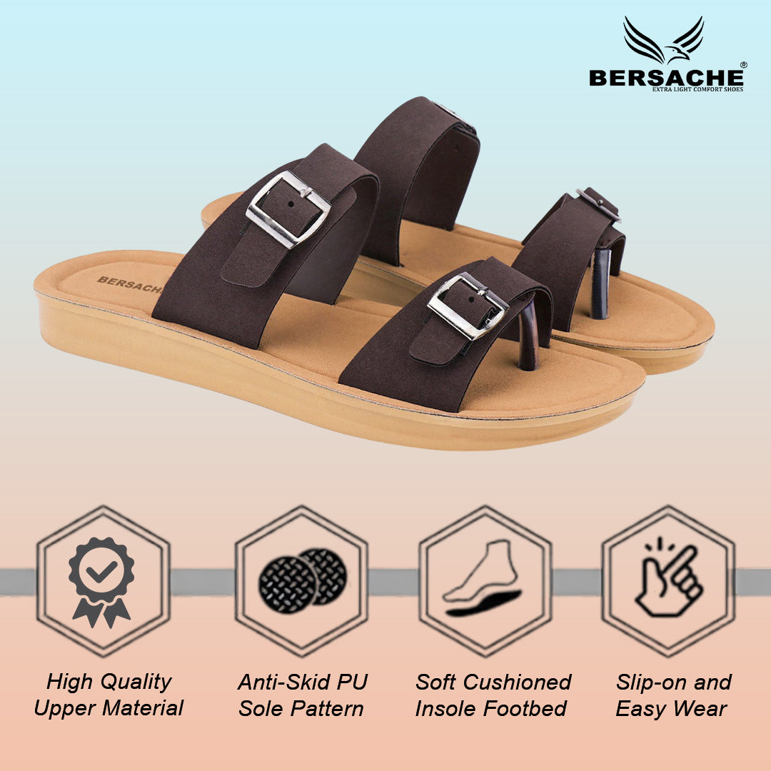 Bersache Extra Soft Classic Casual with Regular wear with Ultra Soft & Flexibility Technology Flip-Flop for Women's & Girl's (6260-Dark-Brown)
