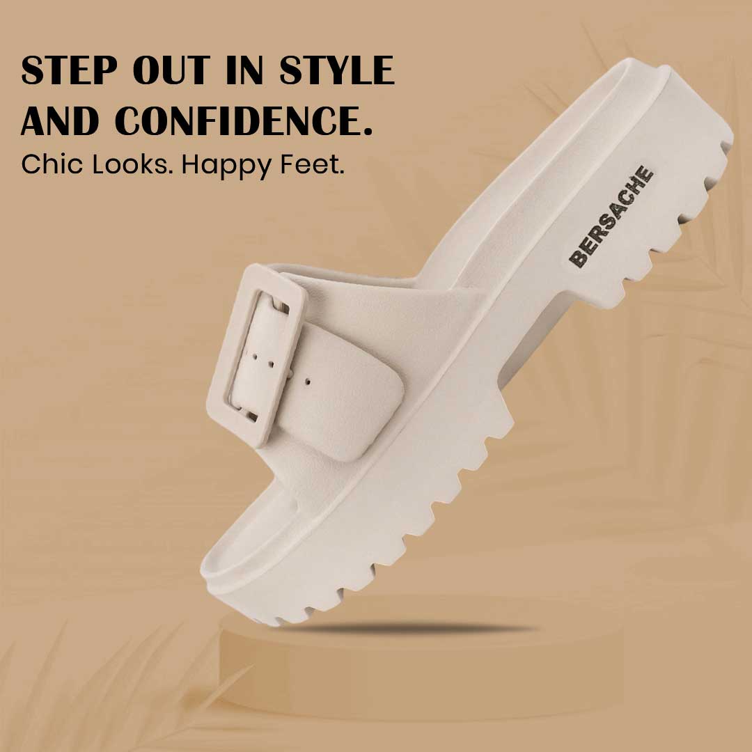 Bersache Extra Soft Classic Casual with Regular wear with Ultra Soft & Flexibility Technology Flip-Flop for Women's-(6308-Beige)