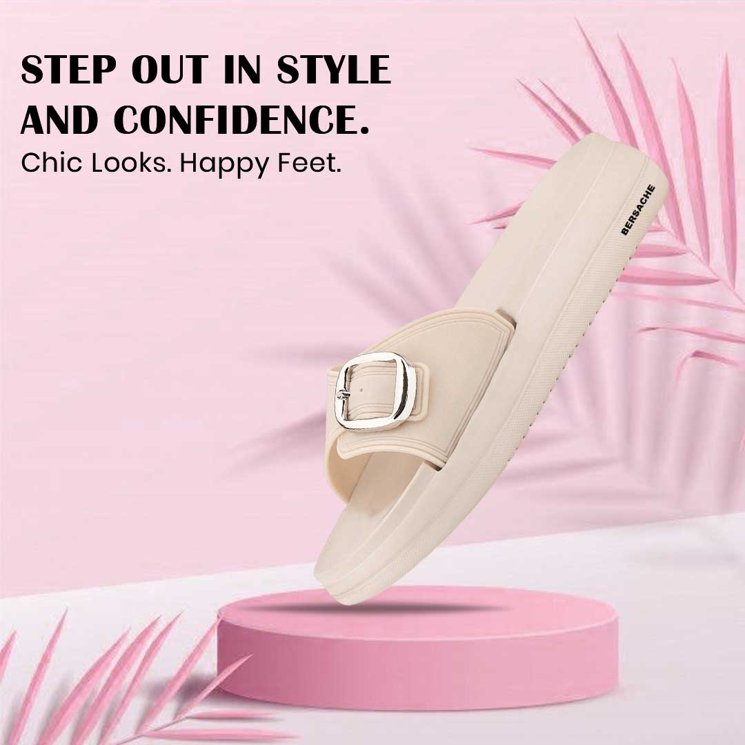Bersache Extra Soft Classic Casual with Regular wear with Ultra Soft & Flexibility Technology Slide for Women's-(6366-Beige).