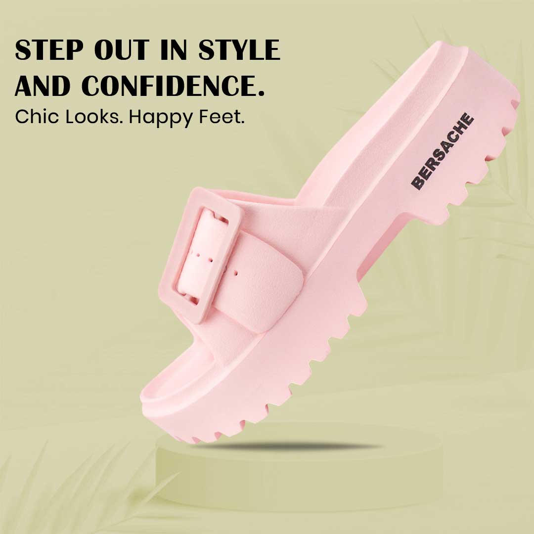 Bersache Extra Soft Classic Casual with Regular wear with Ultra Soft & Flexibility Technology Sandal for Women's-(6307-Pink)