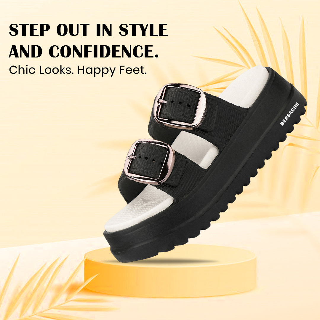 Bersache Extra Soft Classic Casual with Regular wear with Ultra Soft & Flexibility Technology Flip-Flop for Women's-(6362-Black).
