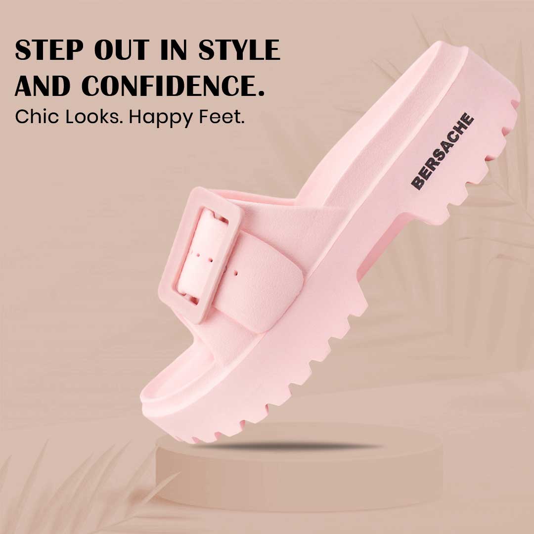 Bersache Extra Soft Classic Casual with Regular wear with Ultra Soft & Flexibility Technology Slipper for Women's-(6307-Pink)
