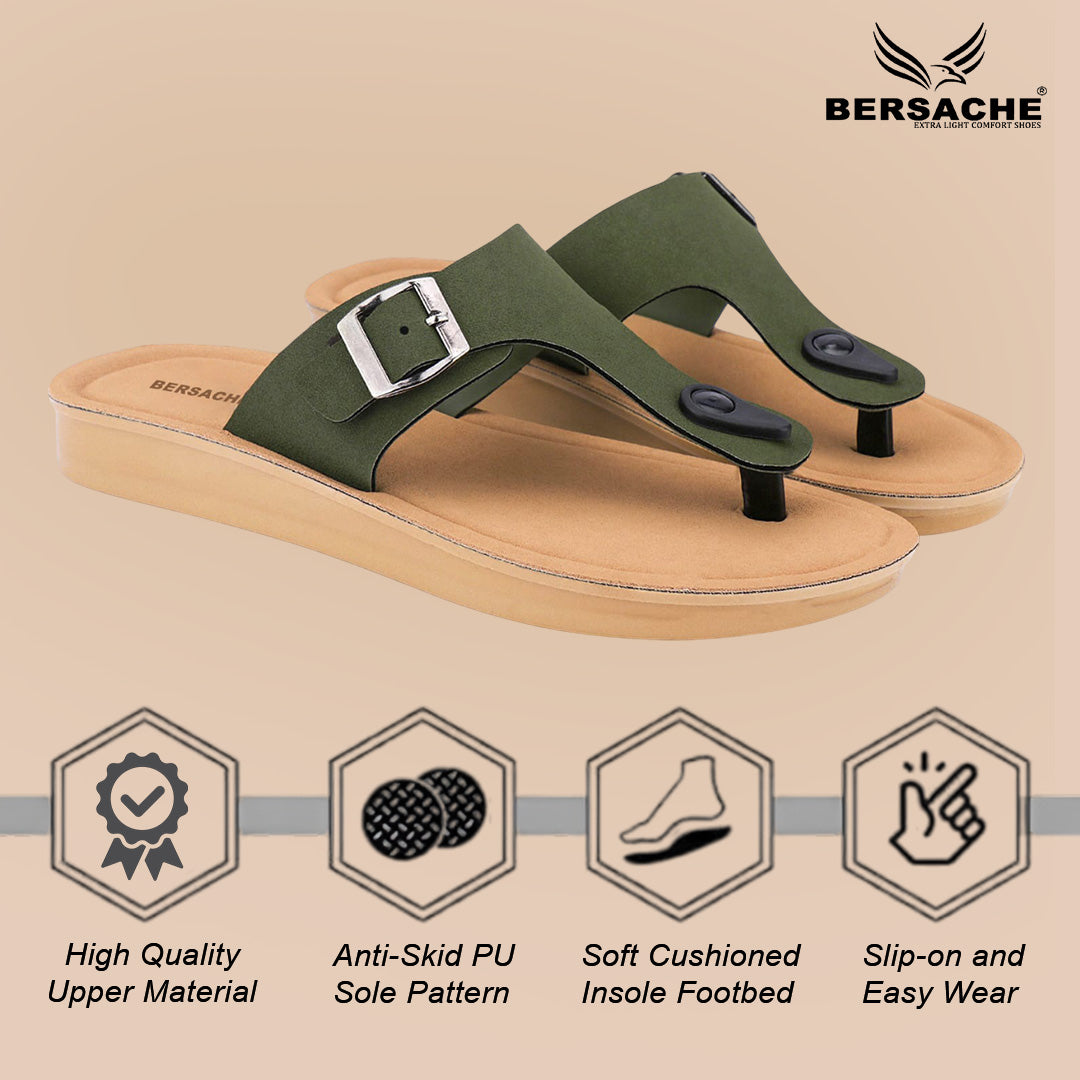 Bersache Extra Soft Classic Casual with Regular wear with Ultra Soft & Flexibility Technology Slipper For Women's & Girl's-Green-6258