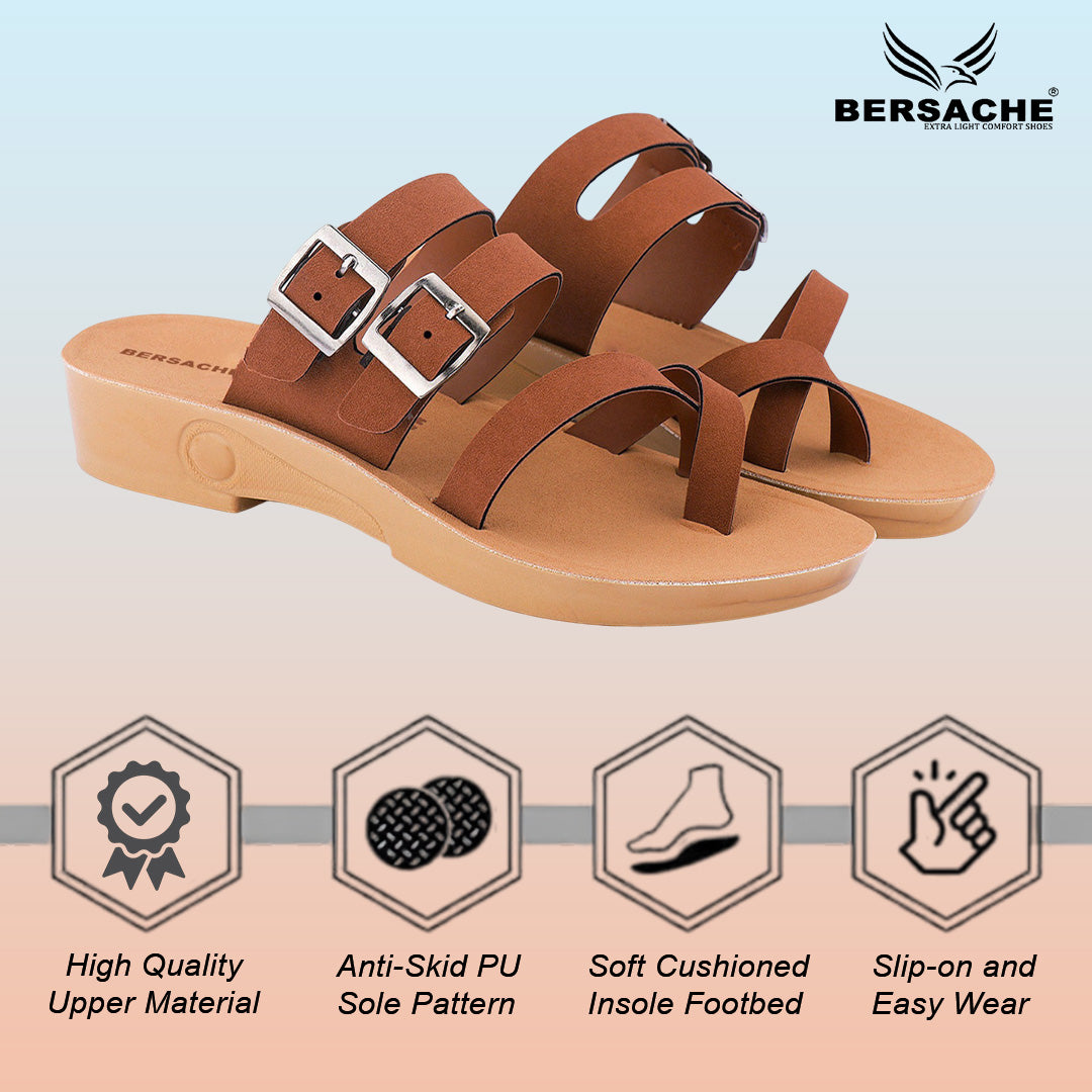 Bersache Extra Soft Classic Casual with Regular wear with Ultra Soft & Flexibility Technology Flip Flop For women's/Girl's-(Brown-6238)