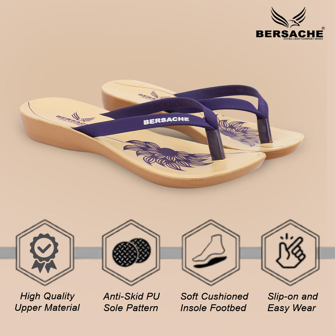 Bersache Extra Soft Classic Casual with Regular wear with Ultra Soft & Flexibility Technology Slipper For Women's & Girl's-Purple-6247.