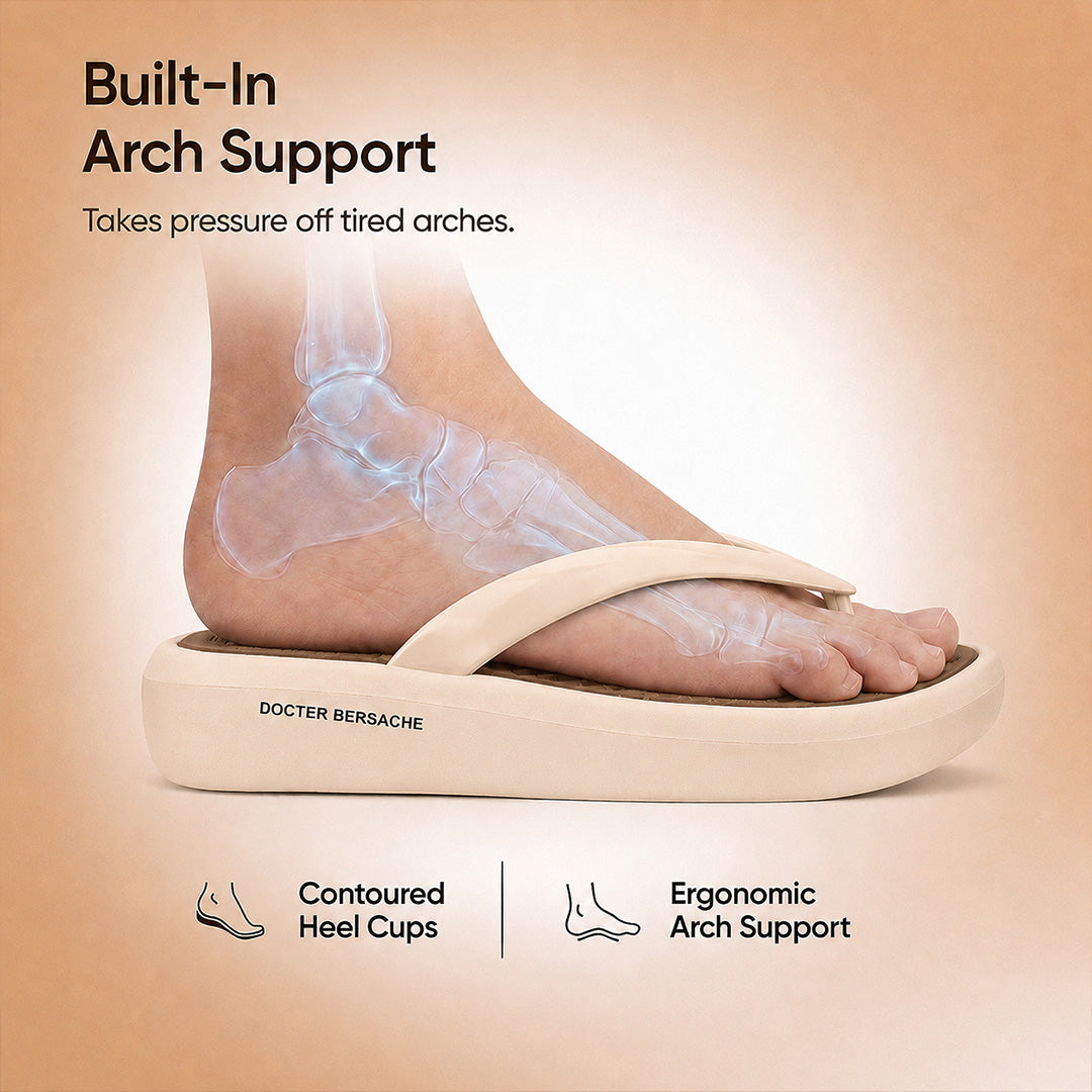 Doctor Bersache Newly Launched Orthopedic Comfort Slipper & Flip-Flop for Women | Diabetic Friendly | Extra Cushioning | Arch Support | Pain Beige -DS124.