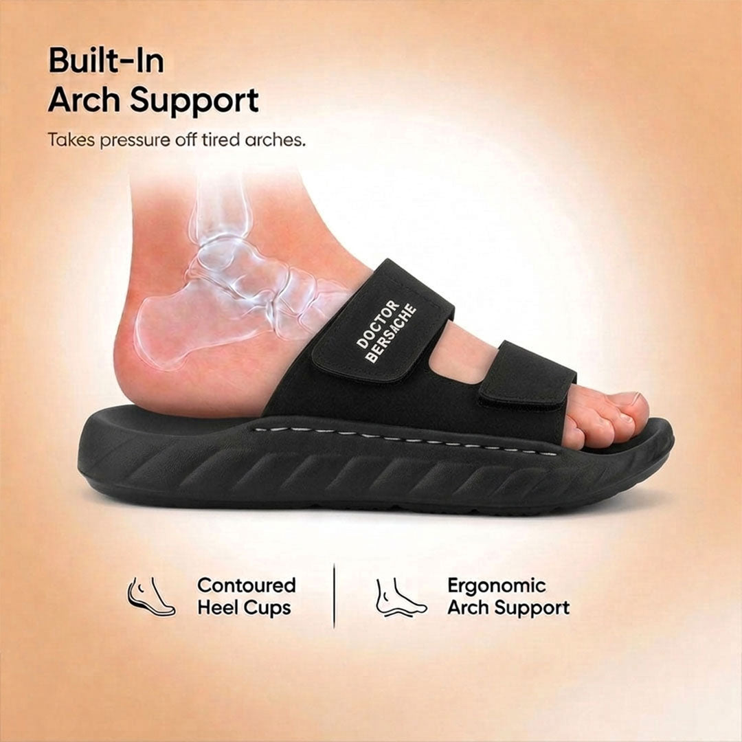 Doctor Bersache Newly Launched Orthopedic Comfort slider for Men | Diabetic Friendly | Extra Cushioning | Arch Support | Pain | Black-DS130
