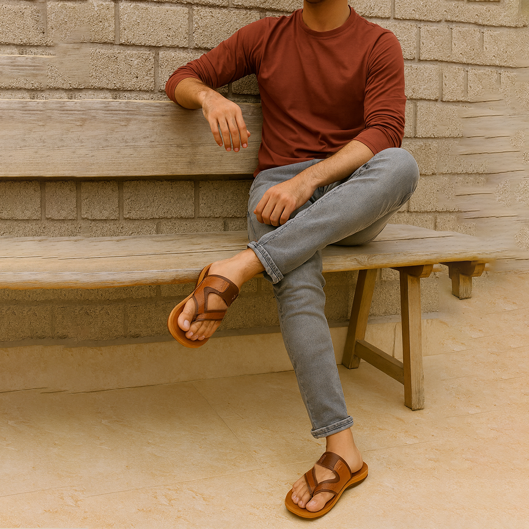 Bersache Extra Soft Classic Casual with Regular wear with Ultra Soft & Flexibility Technology Flip-Flop For Men's-Beige-6215