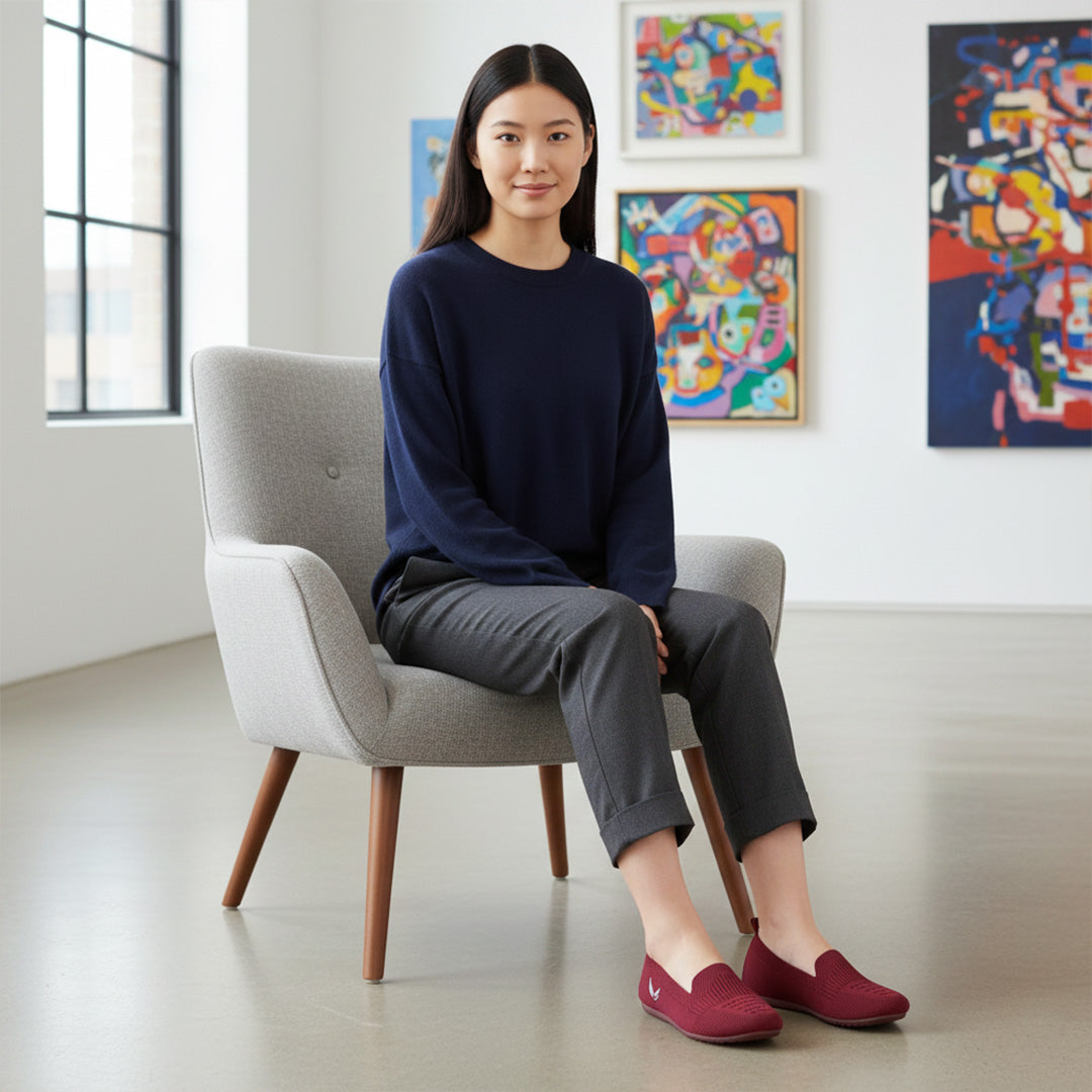 BERSACHE Women's CASUAL – Lightweight, Breathable & Comfortable Daily Wear Shoes(Red-6276).
