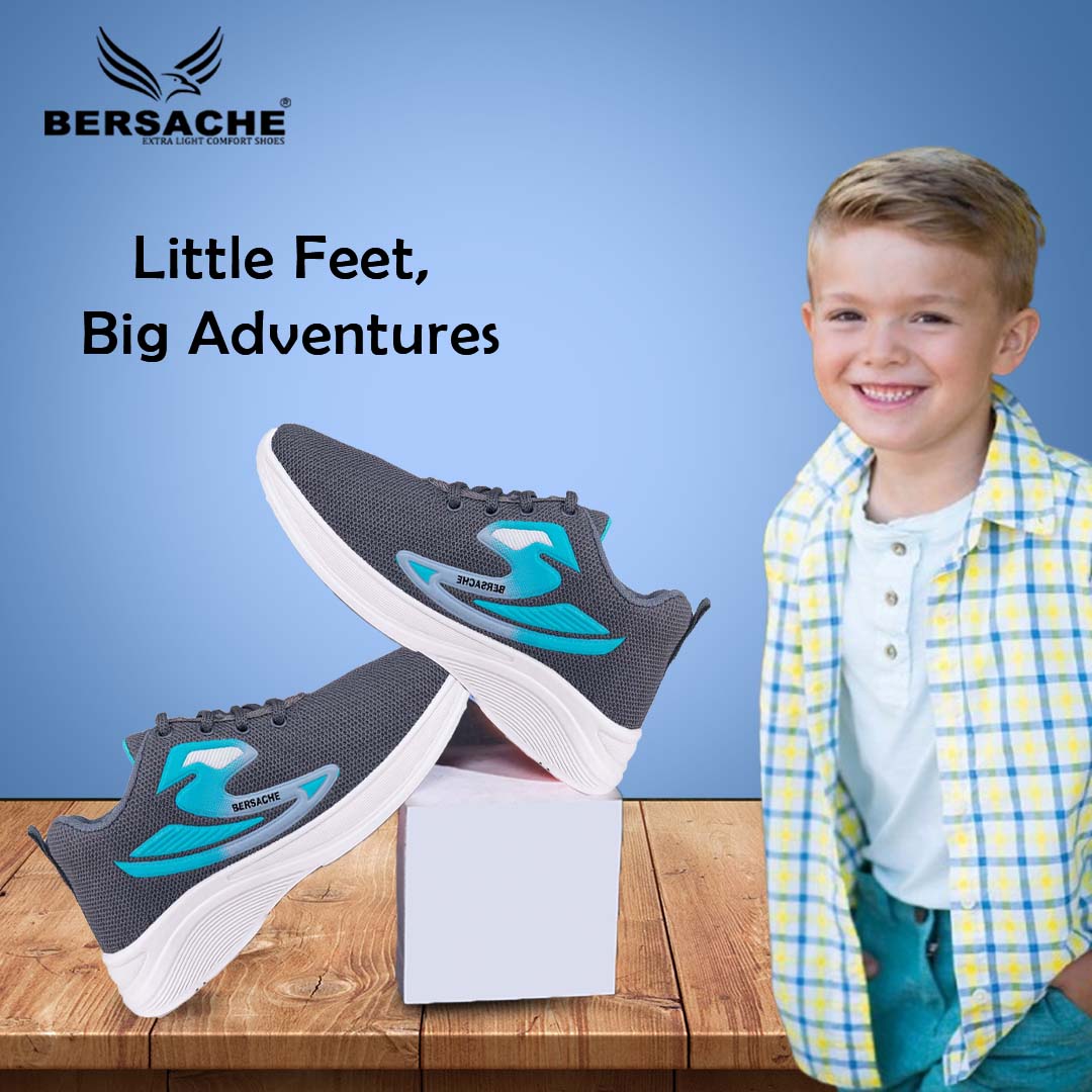 Bersache Premium Sports,walking,Gym,cricket,Trending Running Shoes For Kid's - Gray -8045.