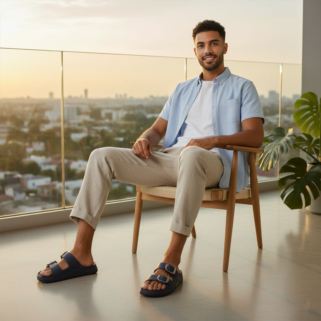 Bersache Extra Soft Classic Casual with Regular wear with Ultra Soft & Flexibility Technology Flip-Flop for Men's-(6285-Navy-Blue)