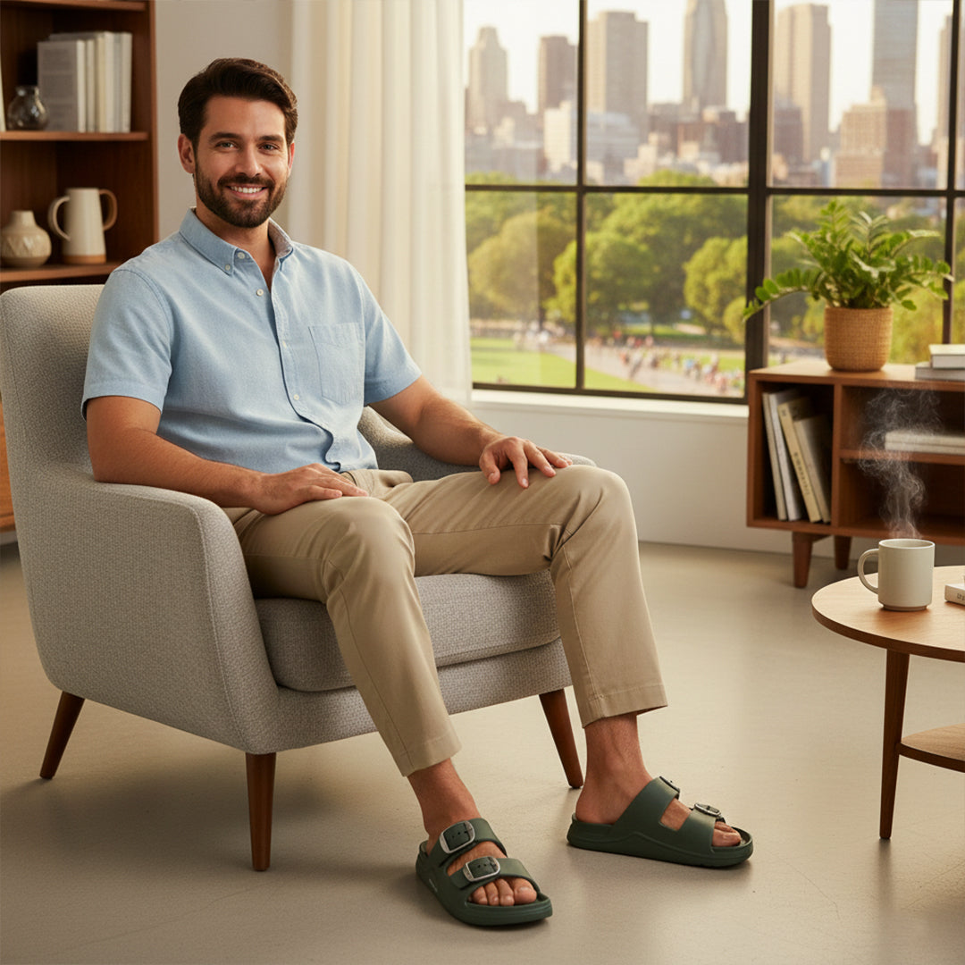 Bersache Extra Soft Classic Casual with Regular wear with Ultra Soft & Flexibility Technology Sandals for Men's-(6284-Green)