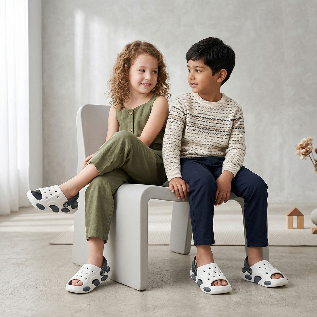 Bersache Extra Soft Classic Casual CHAPPAL with Regular wear with Ultra Soft & Flexibility Technology Clog's for Kids's - White-6323.
