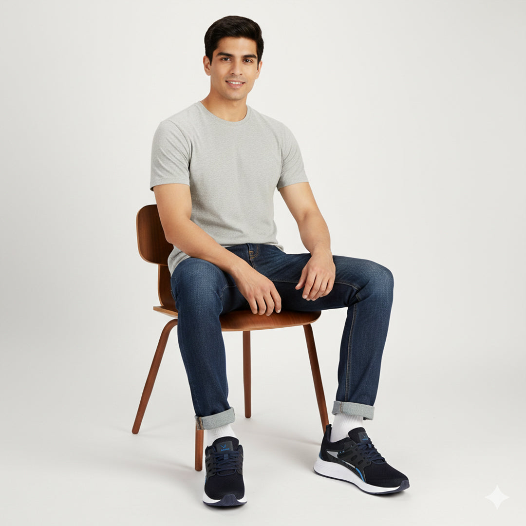 Bersache Casual Sneaker shoe for Men| Soft Cushioned Insole , Slip-Resistance Casuals For Men (Dark-Blue-8129)