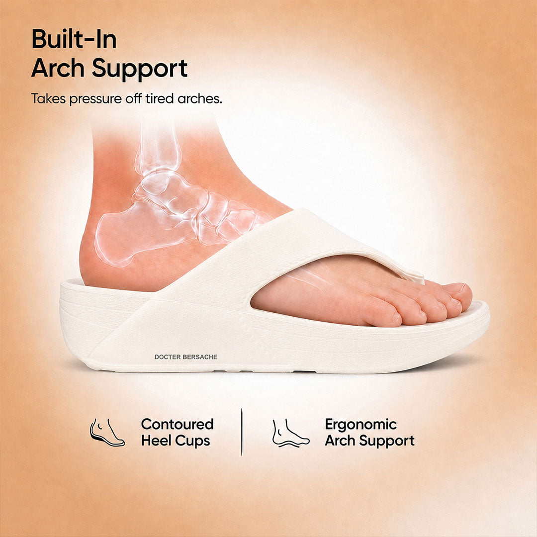 Doctor Bersache Newly Launched Orthopedic Comfort Slipper & Flip-flop for Men | Diabetic Friendly | Extra Cushioning | Arch Support | Pain White-DS112.