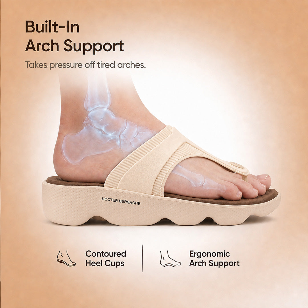 Doctor Bersache Newly Launched Orthopedic Comfort Slipper & Flip-Flop for Women | Diabetic Friendly | Extra Cushioning | Arch Support | Pain Brown -DS121 .